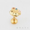 BOW RIBBON KITTY CAT THREADLESS (PUSH IN) 316L SURGICAL STEEL LABRET SET